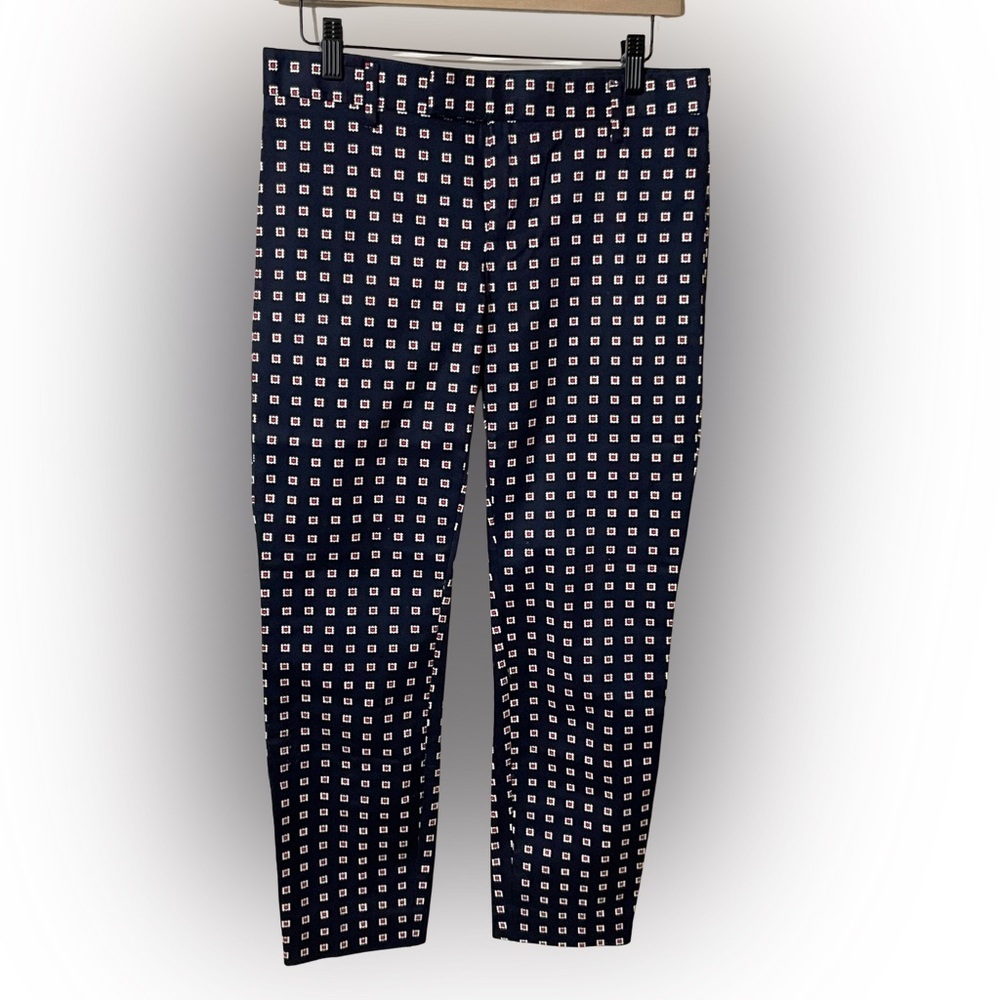 GAP Slim Cropped Navy and With White & Red Blocks Cropped Pants, NWOT Sz 0